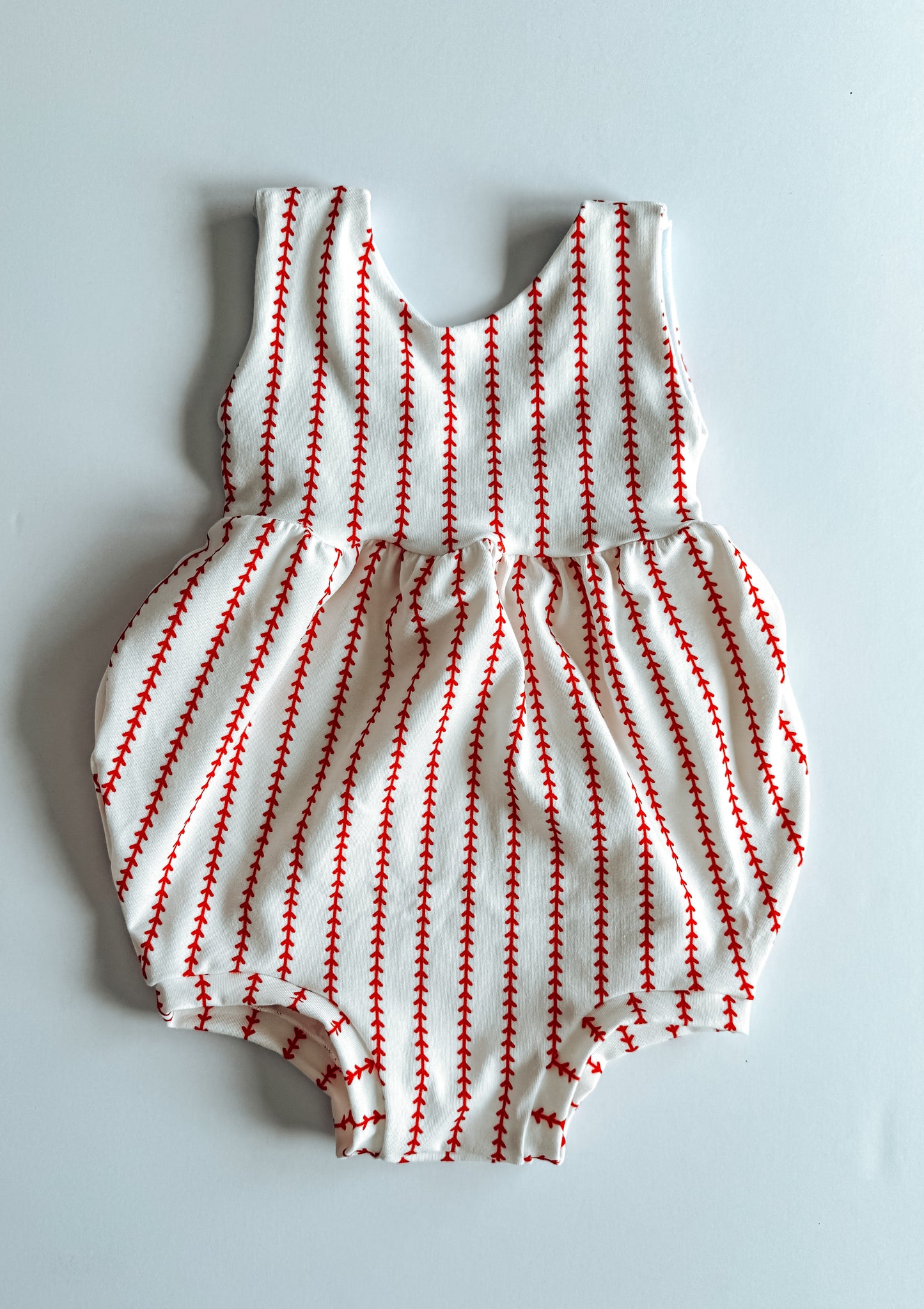 Baby Girl's Baseball Stitches Romper