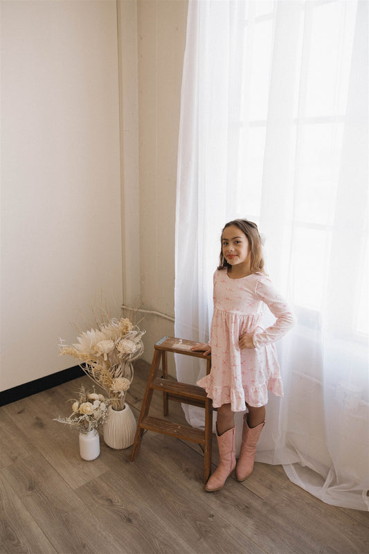 Girl's Spring Pink Bows Dress