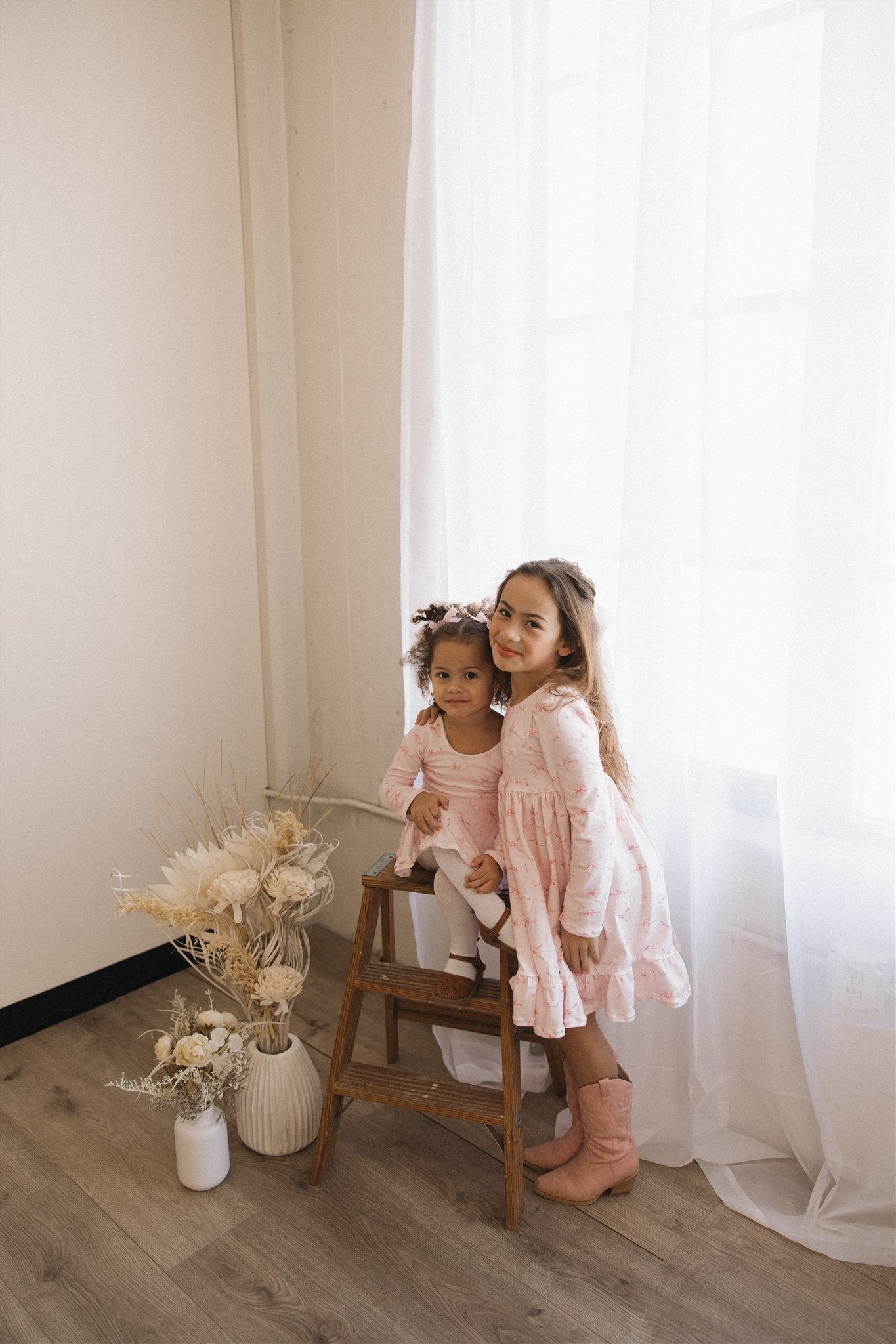 Girl's Spring Pink Bows Dress