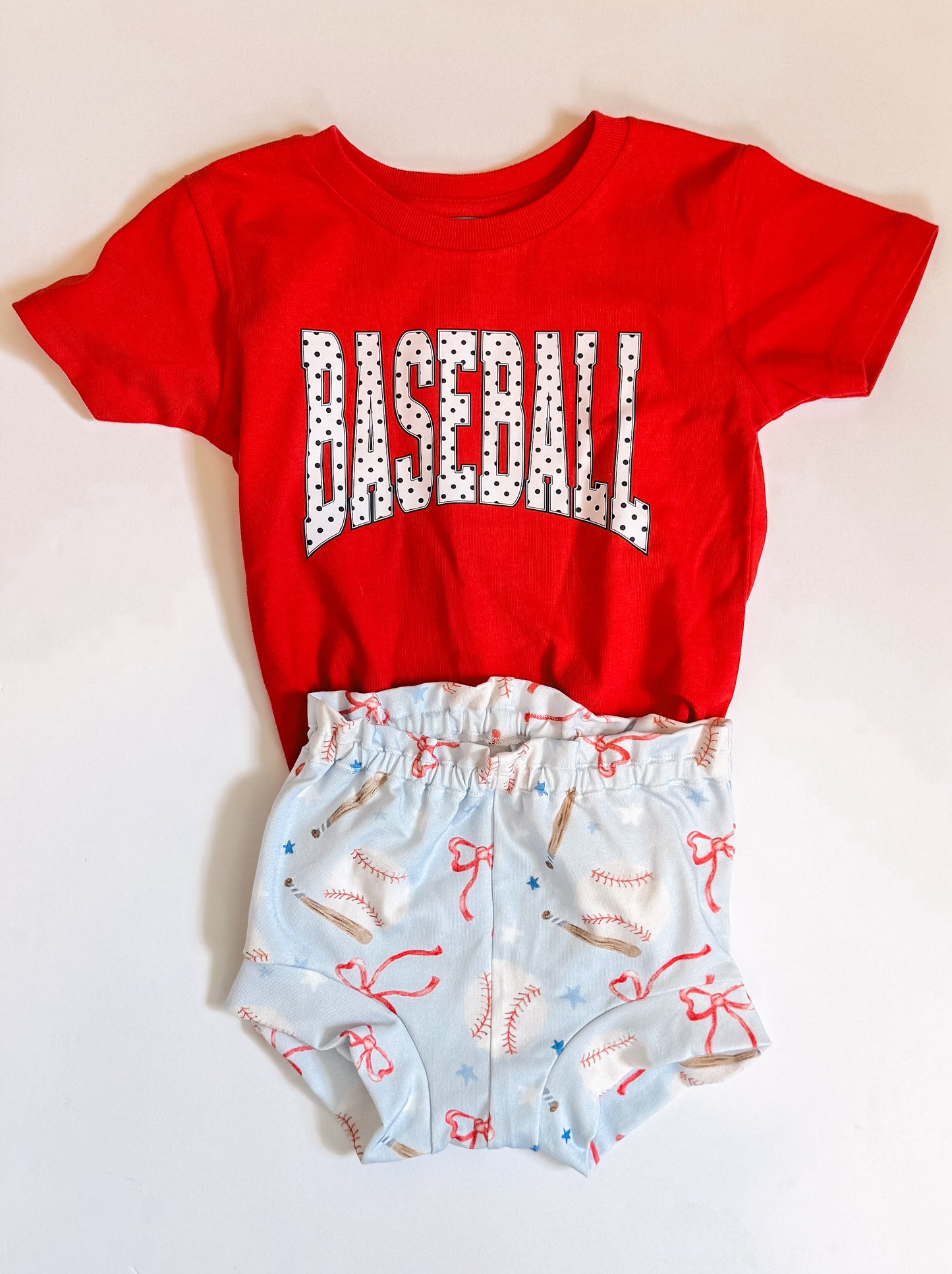 Girl's Baseball Polka Dot Outfit — girls baseball game day outfit from Moore Minis