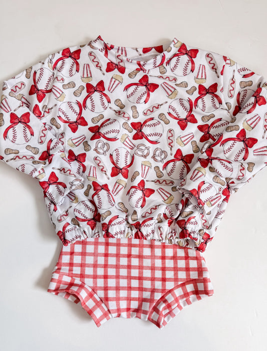 Baby Girl's Baseball Bows Game Day Outfit