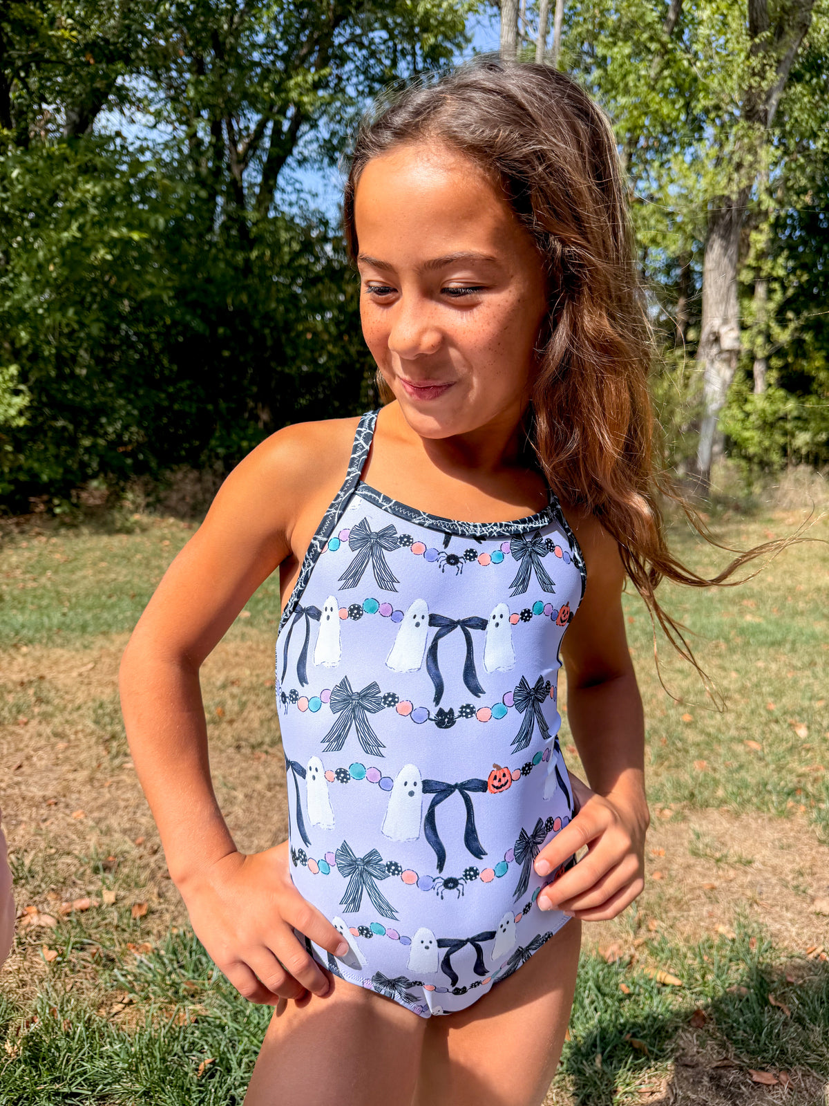 Girly Ghost Halloween Gymnastics Leotard