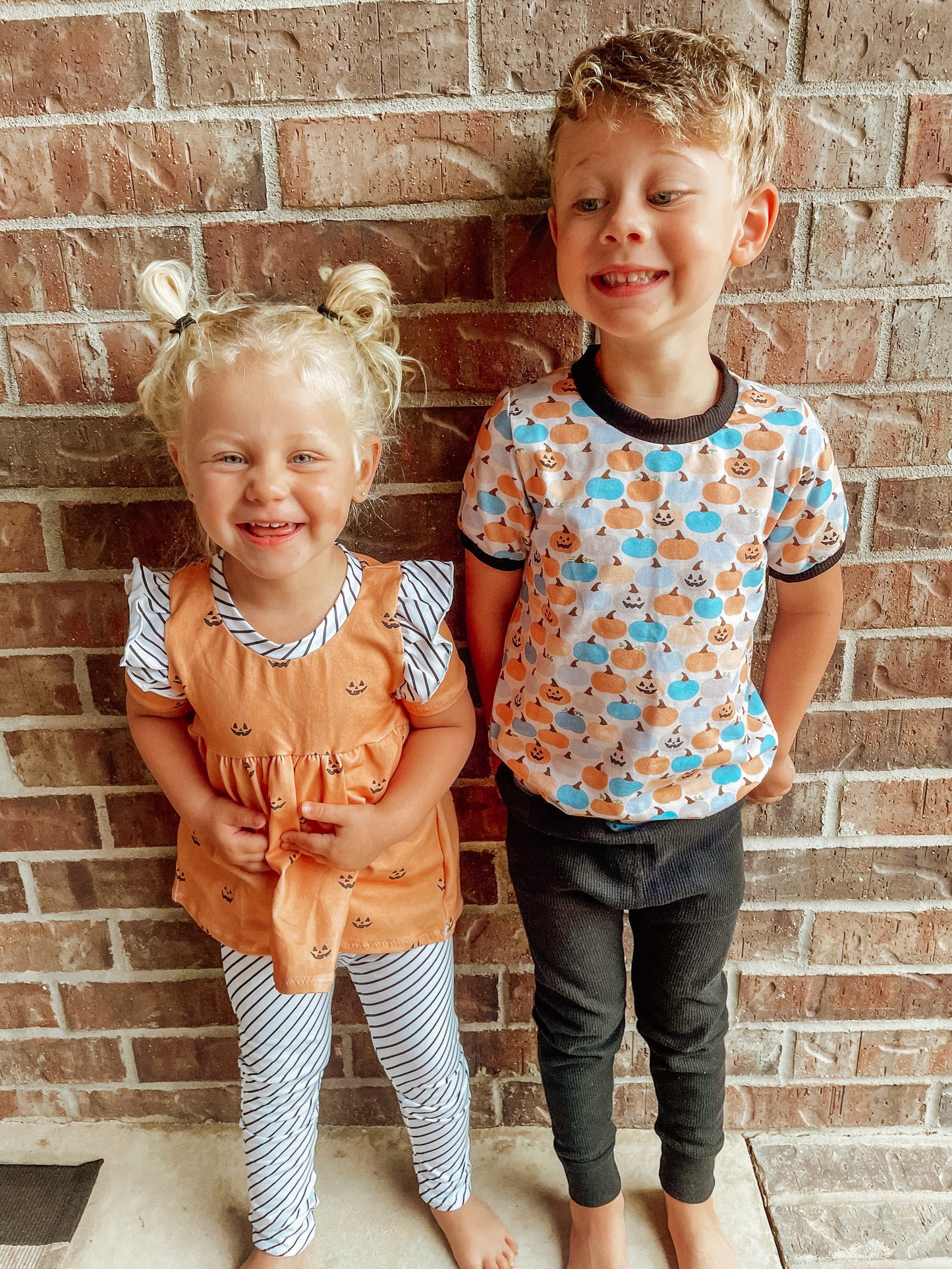 Girl's Halloween Pumpkin Faces Outfit