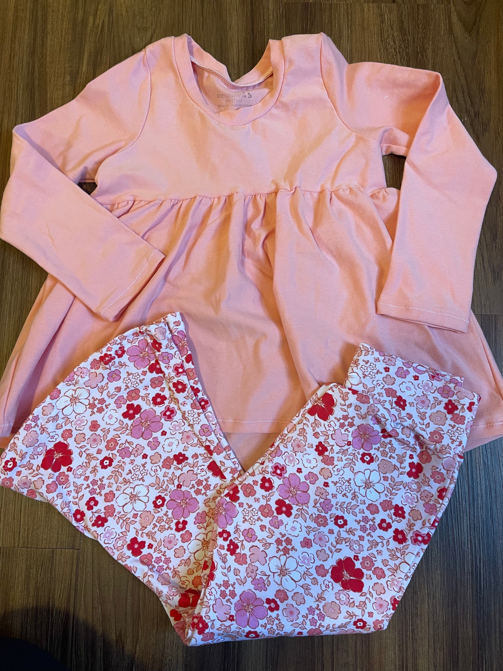 RTS Pink and Red Floral Outfit