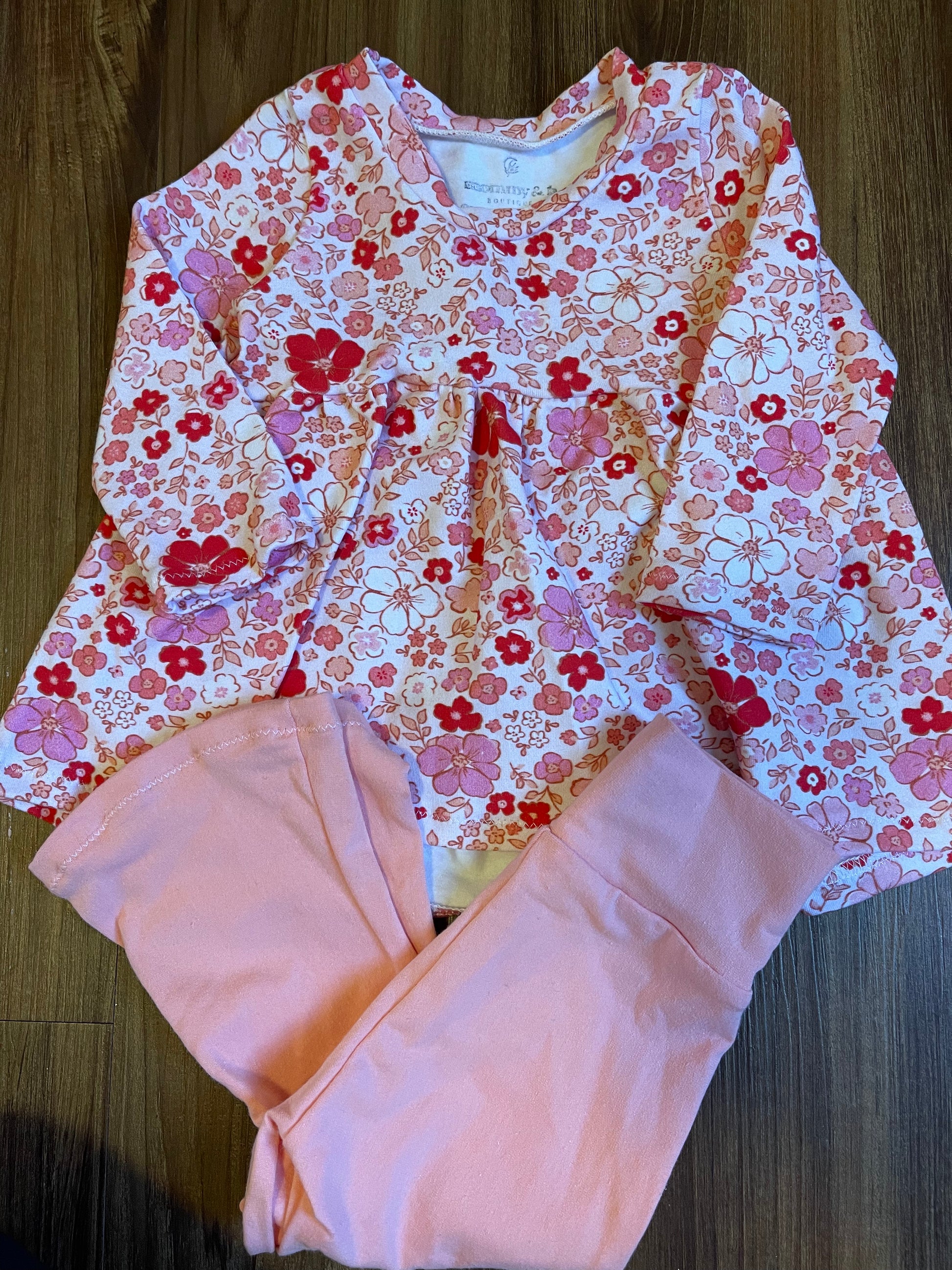 RTS Pink and Red Floral Outfit