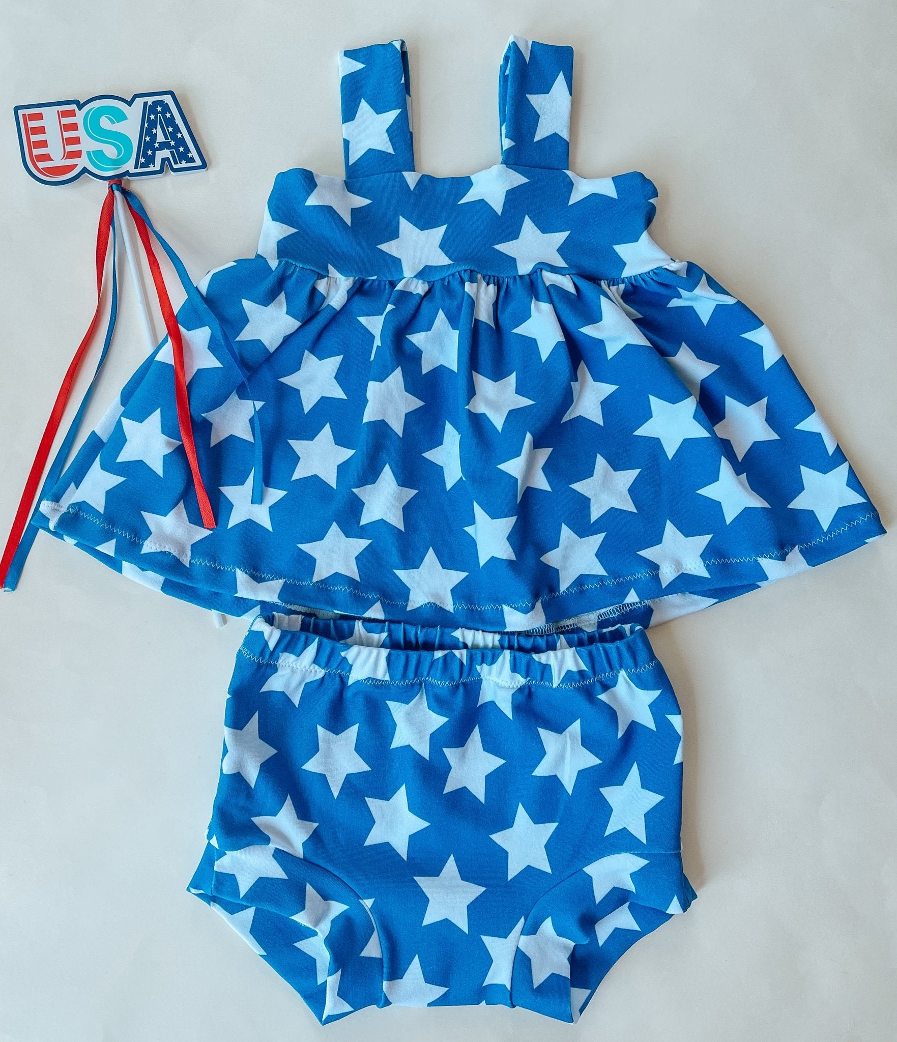 Girl's Blue Stars Outfit - Mommy&BBoutique