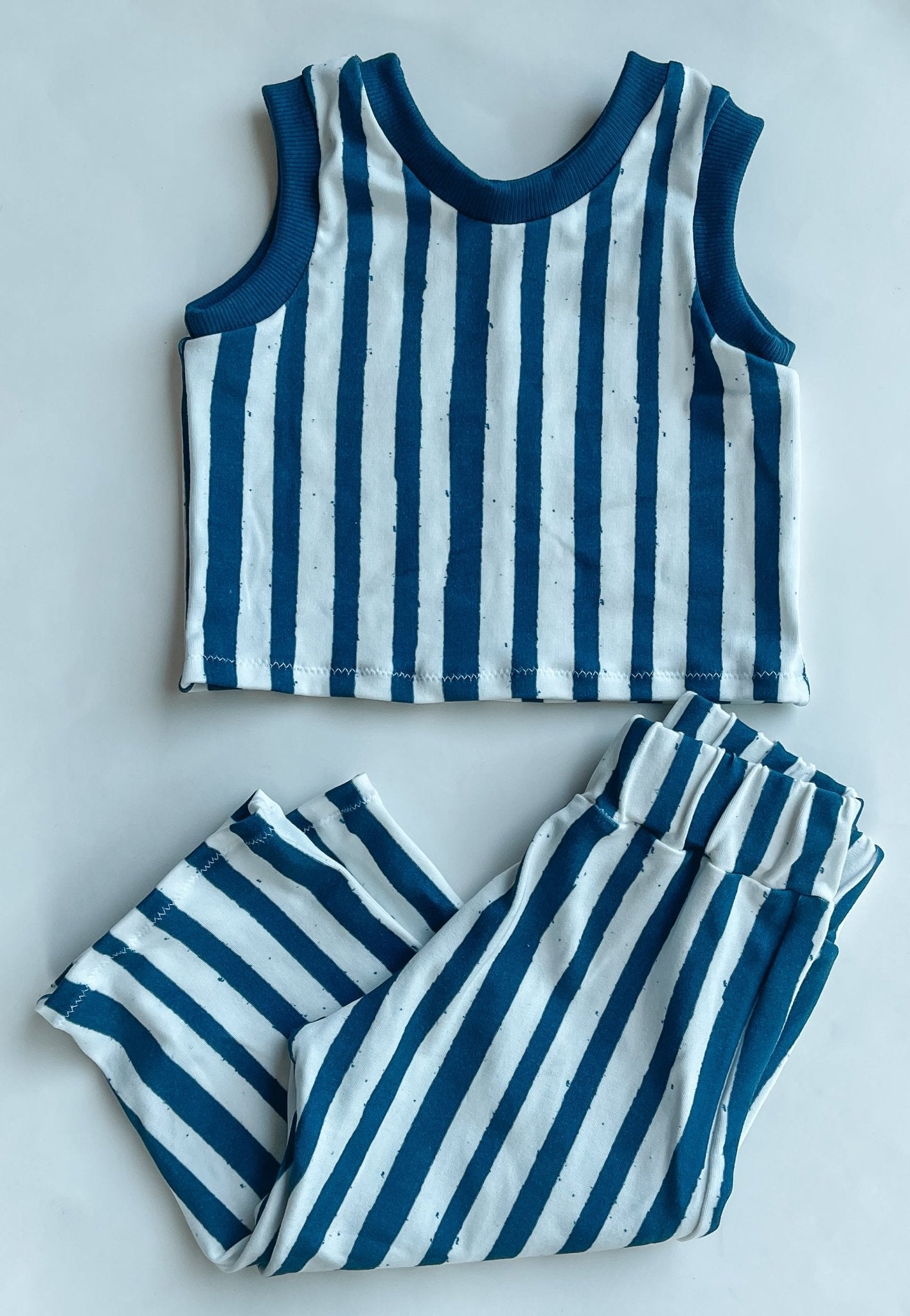 Girl's Blue Stripes Summer Outfit - Mommy&BBoutique