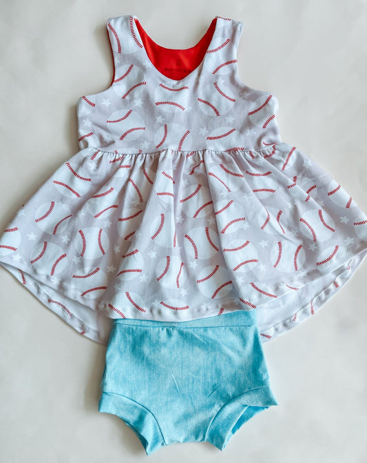 Girl's Bummie Baseball Outfit - Mommy&BBoutique