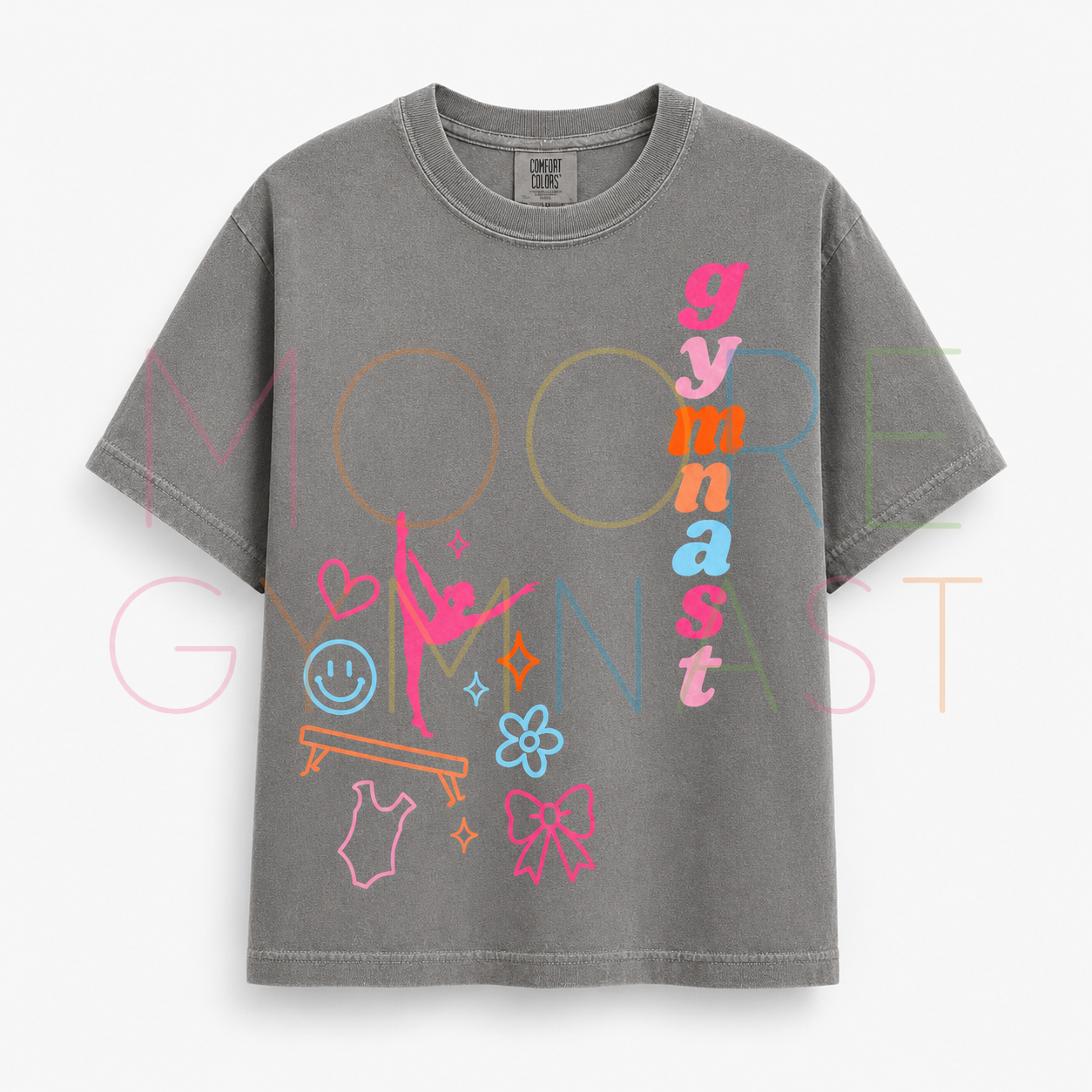 Retro Gymnastics Graphic Tee — retro style gymnastics shirt for girls