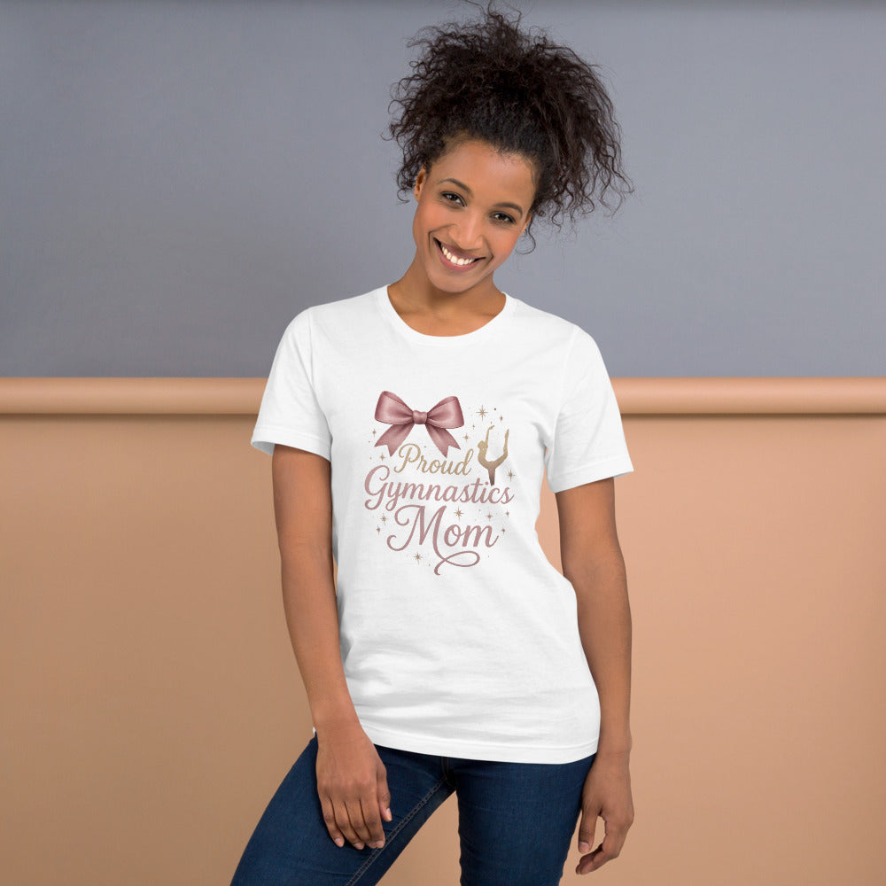 Proud Gymnastics Mom shirt in White — Moore Minis