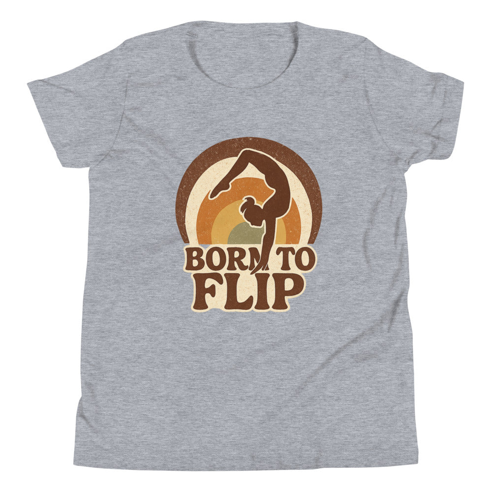 Born to Flip gymnastics shirt in Athletic Heather — Moore Minis