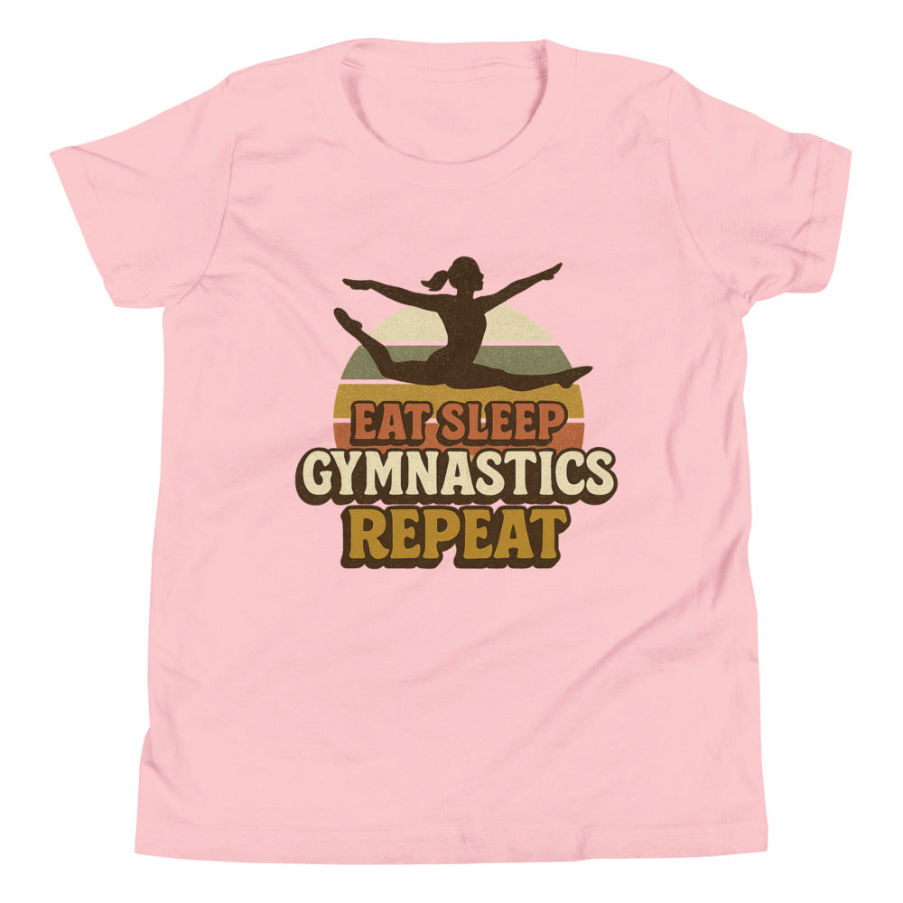 Eat Sleep Gymnastics Repeat youth shirt in Pink — Moore Minis