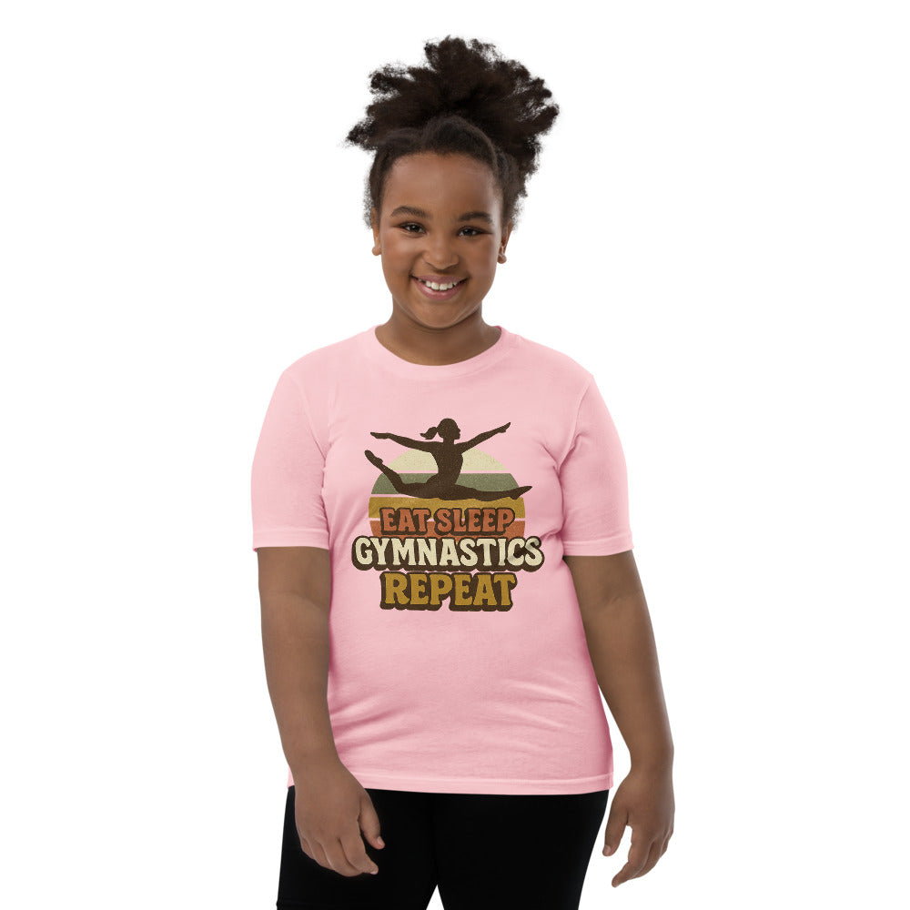 Eat Sleep Gymnastics Repeat youth shirt in Pink — Moore Minis