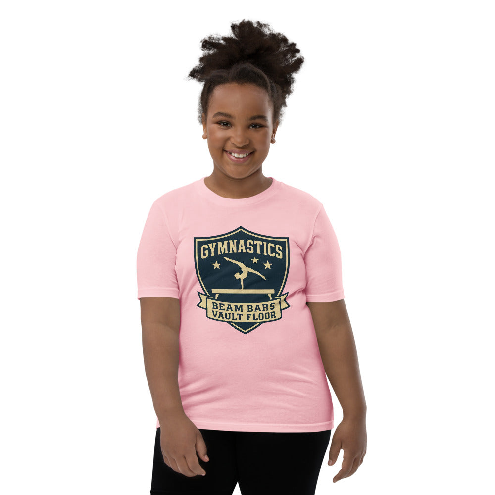 Beam Bars Vault Floor gymnastics shirt in Pink — Moore Minis