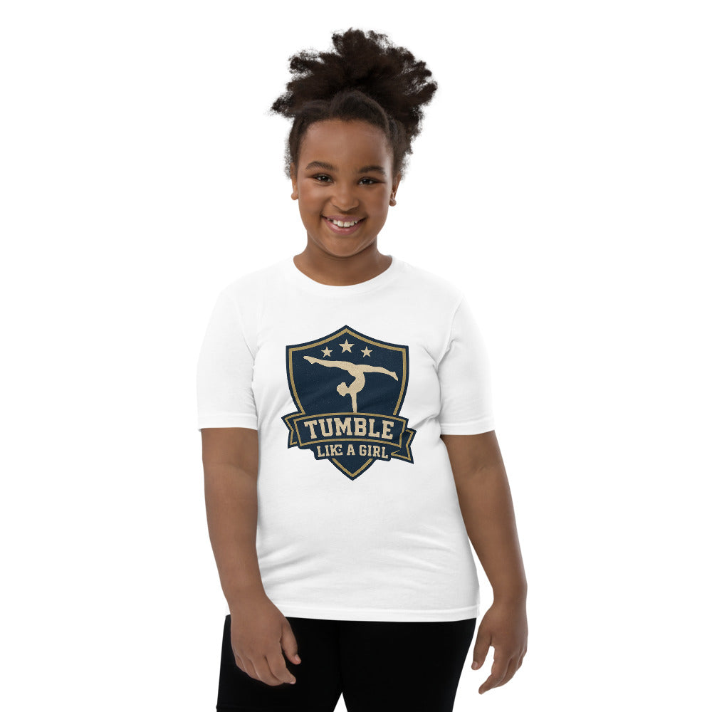 Tumble Like a Girl gymnastics shirt in White — Moore Minis