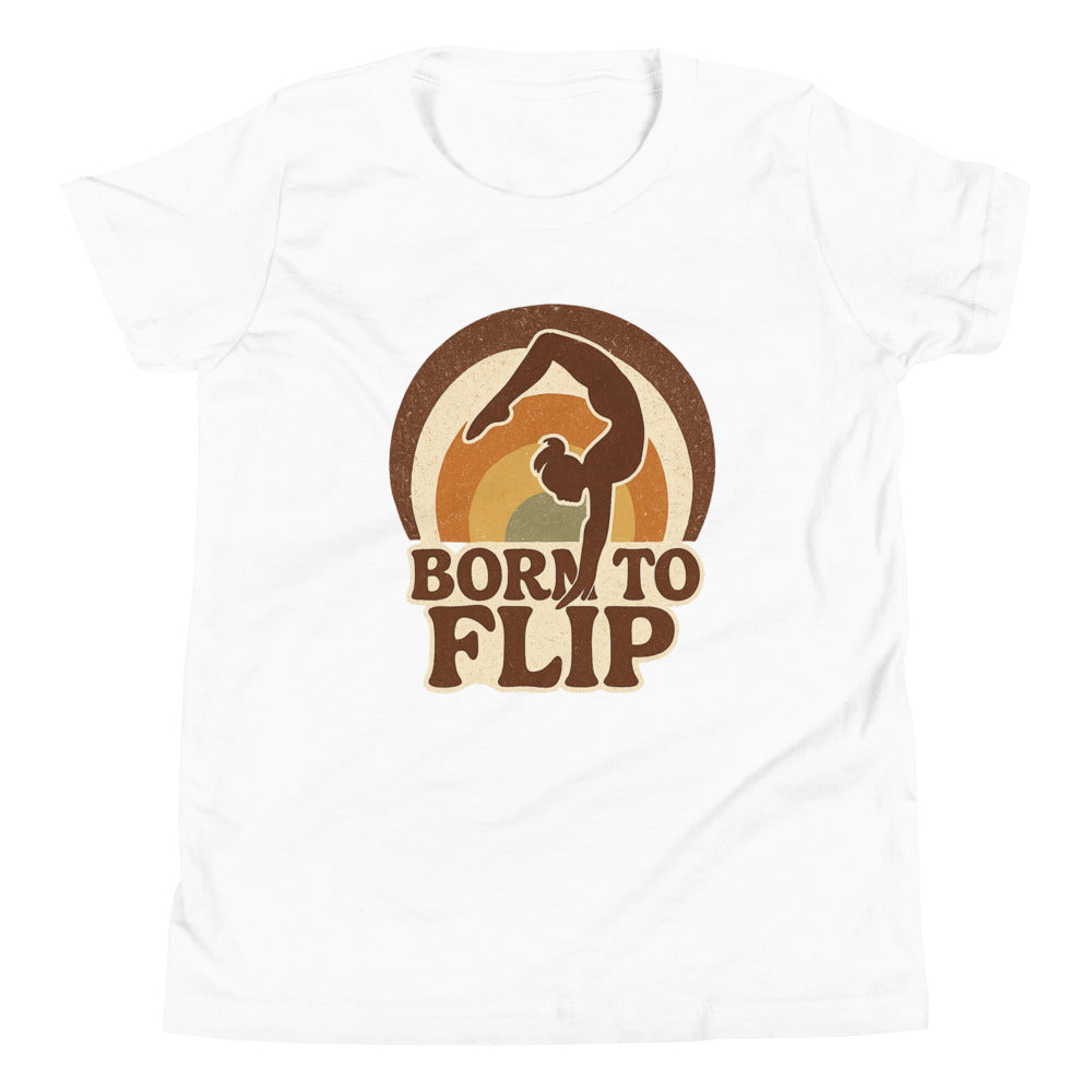 Born to Flip gymnastics shirt in White — Moore Minis